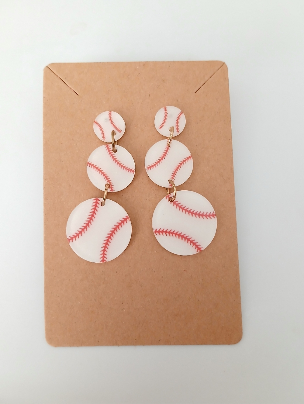 Fashion Jewelry White and Red Baseball Stitch Drop Earrings